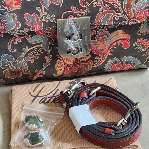 Patricia Nash Vintage Italian Floral Paisley Satchel NWT W Clip On Earrings - Picture 15 of 15